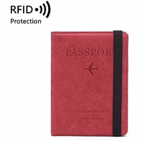 NC RFID Korumal Deri Pasaportluk(Krmz)