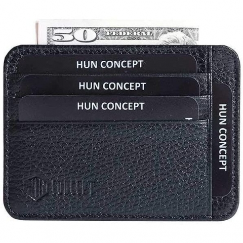 HUN CONCEPT RFID Korumal Erkek Deri Czdan (Siyah)