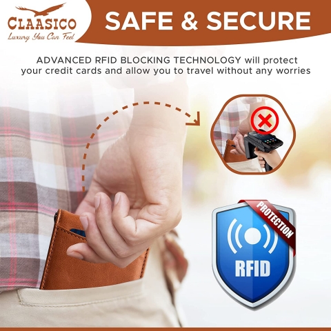 Claasico RFID Korumal Erkek Deri Kartlk(Koyu Kahverengi)