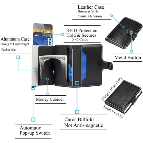 SSZEFUT RFID Korumal Erkek Deri Czdan (Siyah)