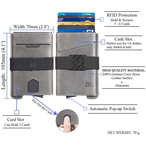 ManChDa RFID Korumal Erkek Alminyum Kartlk(Gri)