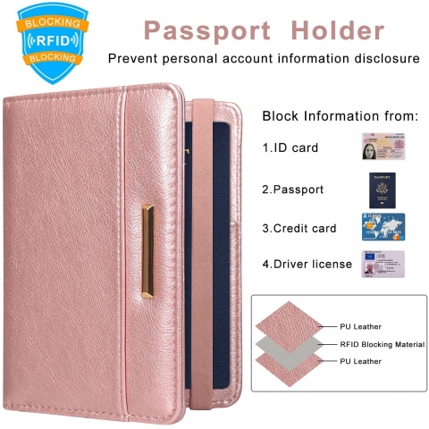 Caweet RFID Korumal Kadn Deri Czdan (Rose Gold)