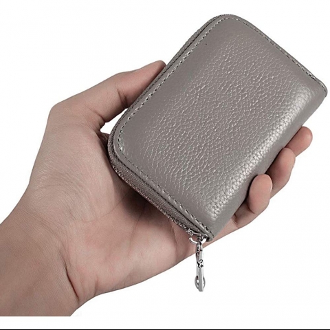 AGBIADD RFID Korumal� Kad�n Deri C�zdan (Gri)