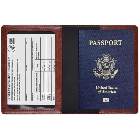 FUZHAO RFID Korumal Erkek Deri Pasaportluk (Kahverengi)