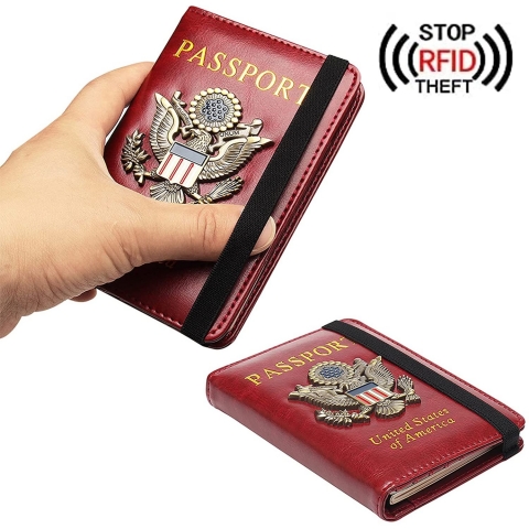 NewCraft RFID Korumal Deri Pasaportluk (Krmz)