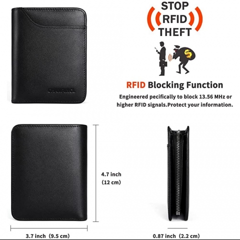 CHANPINCL RFID Korumal Erkek Deri Czdan(Siyah)