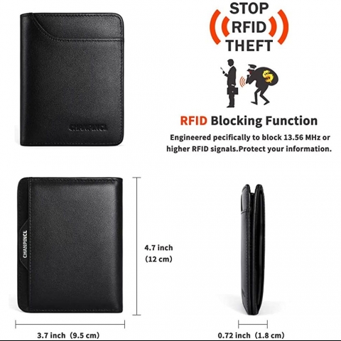 CHANPINCL RFID Korumal Erkek Deri Czdan(Black)