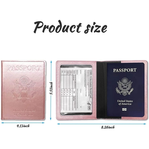 Sonloka RFID Korumal Kadn Deri Pasaportluk (Rose Gold)