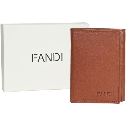 FANDI RFID Korumal Erkek Deri Czdan (Kahverengi)