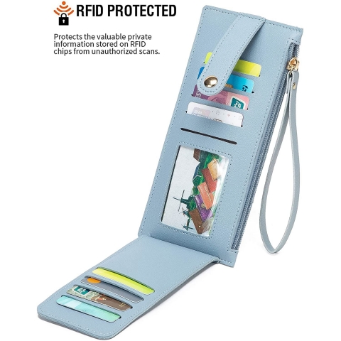 Pealwel RFID Korumal Erkek Deri Czdan (Mavi)