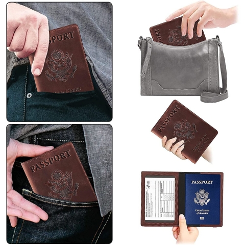 iMowaka Deri Pasaportluk(2 Adet)(Kahverengi/Pembe)