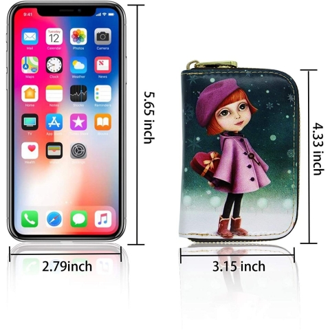 ANBENEED RFID Korumal Kadn Deri Czdan (Tatl Kz)