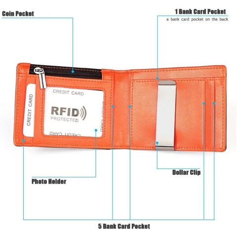 LINYANDIKAI RFID Korumal Erkek Deri Kartlk(Koyu Kahverengi)