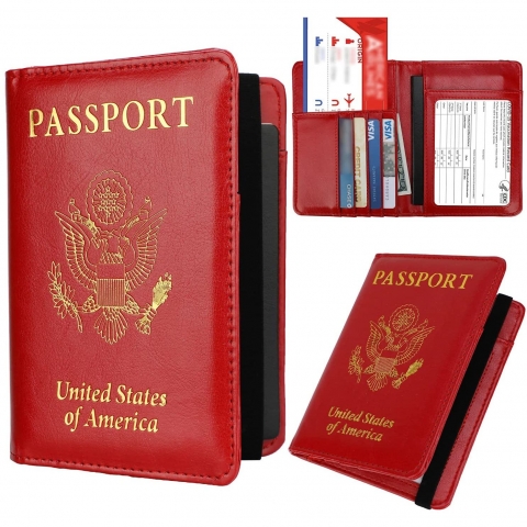 Vandz RFID Korumal Deri Pasaportluk (Krmz)