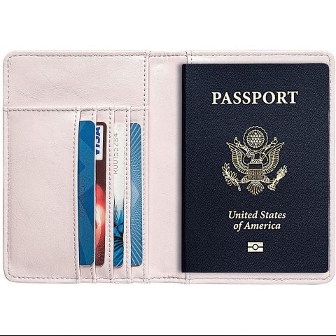 AGBIADD RFID Korumal Kadn Deri Pasaportluk (Pink)