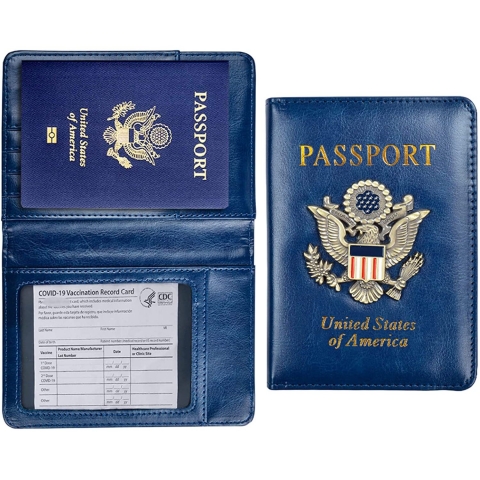 Hermard RFID Korumal Erkek Deri Pasaportluk (Lacivert)