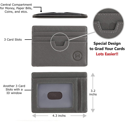 Olive Kingsman RFID Korumal Erkek Deri Kartlk (Gri)