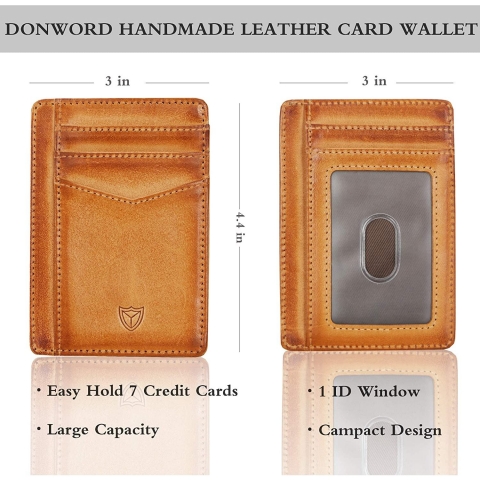DONWORD RFID Korumal Erkek Deri Kartlk(Ak Kahverengi)