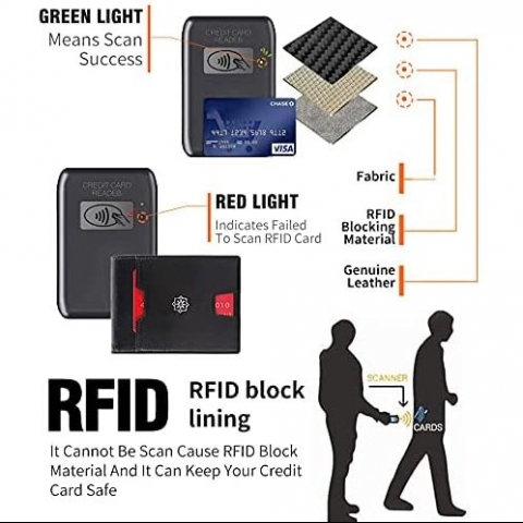 Generic RFID Korumal Erkek Deri Czdan (Siyah/Mavi)