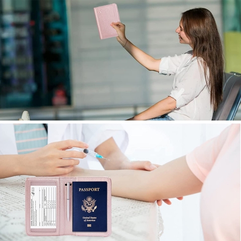 Felomdep RFID Korumal Kadn Deri Pasaportluk (Pembe)