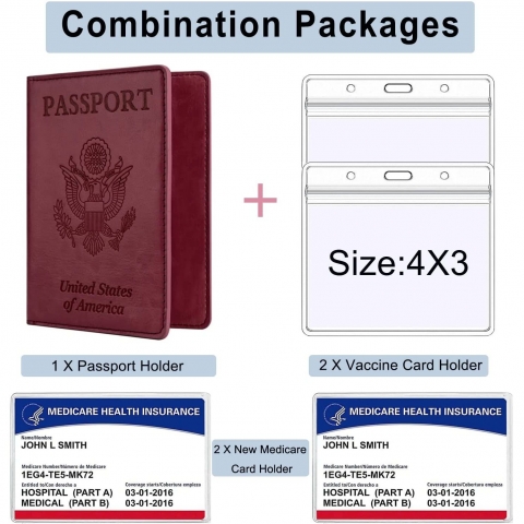 Radsfse RFID Korumal Deri Pasaportluk (Krmz)
