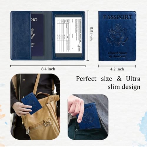 MUAZIDA RFID Korumal Kadn Deri Pasaportluk (Mavi)