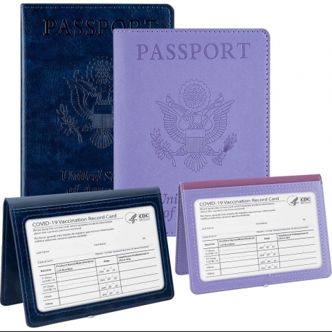 FCIQVEN  RFID Korumal Deri Pasaportluk (Lacivert/Mor)(2 Adet)