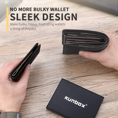 RUNBOX RFID Korumal Erkek Deri Kartlk (Black)