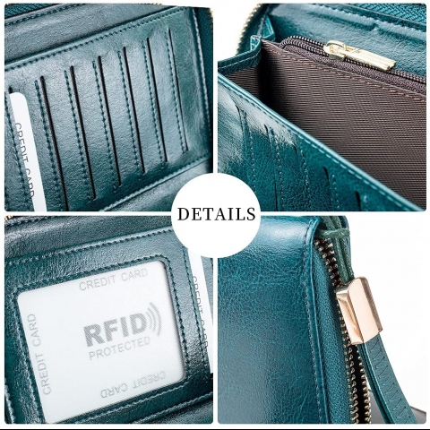 ORIREAL RFID Korumal Kadn Deri Czdan(Koyu Mavi)