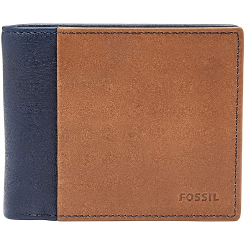 Fossil RFID Korumal Erkek Deri Czdan(Lacivert/Kahverengi)