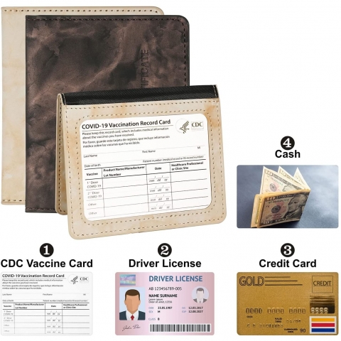 WEICAO RFID Korumal Deri Czdan (Krem/Kahverengi)(2 Adet)