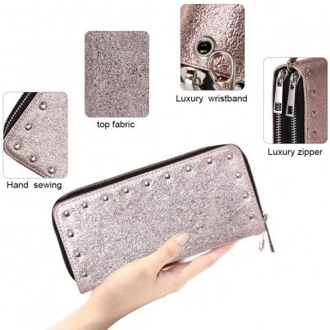 Perselief  RFID Korumal Kadn Deri Czdan (Rose Gold)