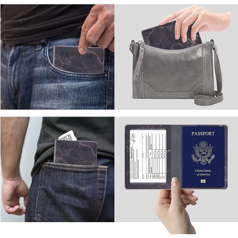 Zekkaome RFID Korumal Deri Pasaportluk (Siyah)