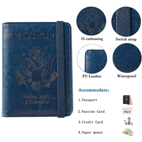 LAUWOO RFID Korumal Deri Pasaportluk (Mavi)