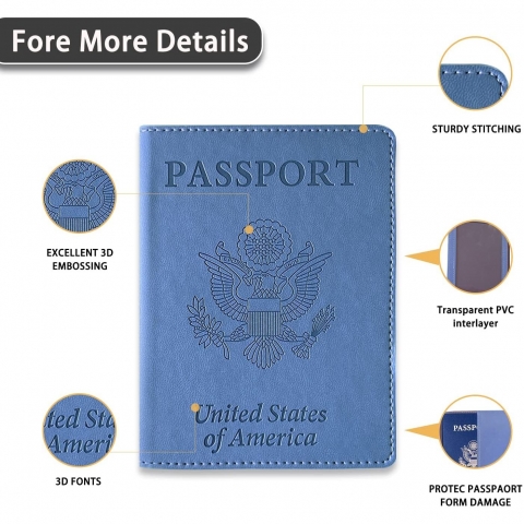 Tesrin RFID Korumal Kadn Deri Pasaportluk (Mavi)