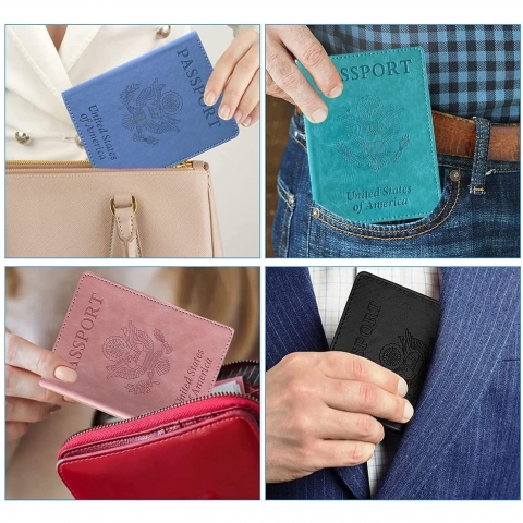 Tesrin RFID Korumal Kadn Deri Pasaportluk (Mavi)