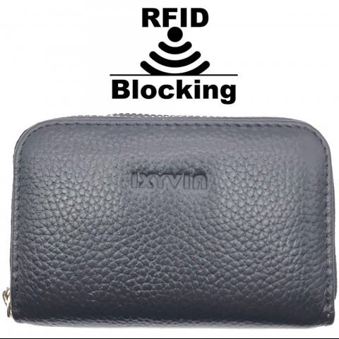 IXYVIA RFID Korumal Deri Czdan(Siyah)