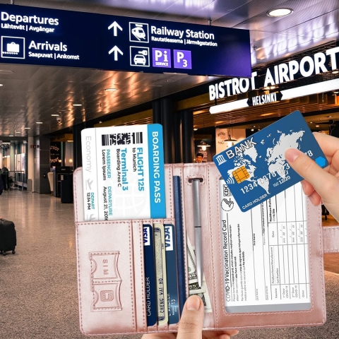 COCO ROSSI RFID Korumal Kadn Deri Pasaportluk (Pembe)