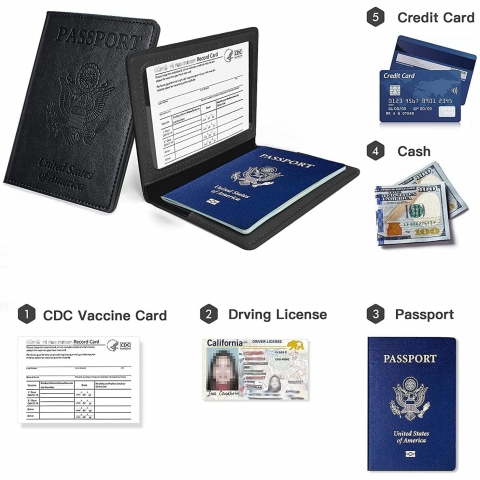 FULLBELL Deri Pasaportluk(2 Adet)(Siyah/Mavi)