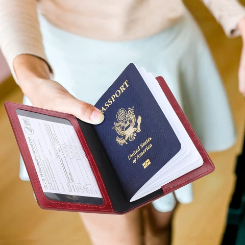 Fussangshu RFID Korumal Deri Pasaportluk (Krmz)