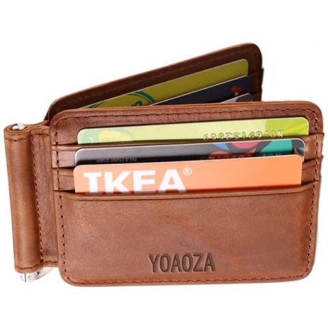 YOAOZA RFID Korumal Erkek Deri Czdan (Ak Kahverengi)