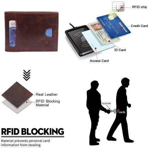 DECATINY RFID Korumal Erkek Deri Czdan (Kahverengi)