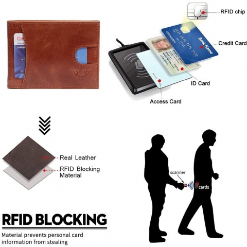 DECATINY RFID Korumal Erkek Deri Czdan (Ak kahve)