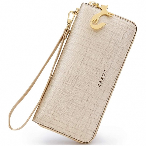 FOXER Kad�n Deri C�zdan(Alt�n Rengi)