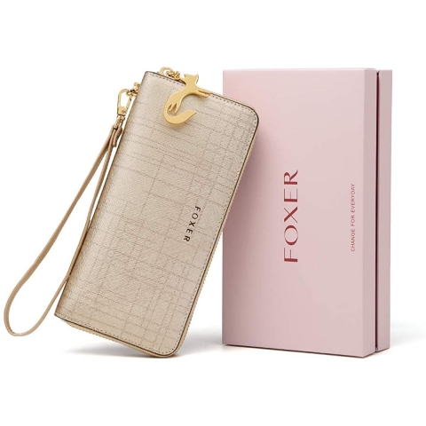 FOXER Kad�n Deri C�zdan(Alt�n Rengi)