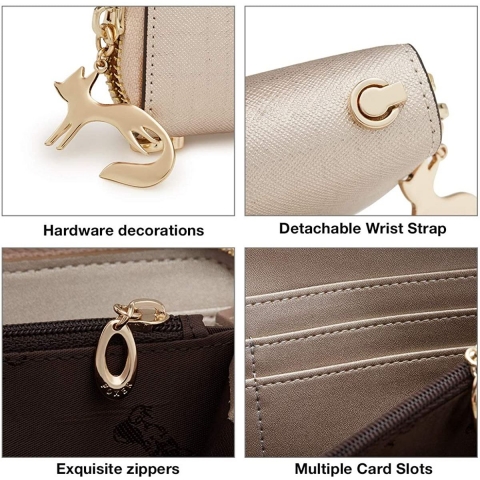 FOXER Kad�n Deri C�zdan(Alt�n Rengi)