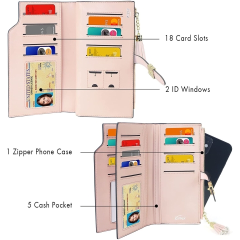 Lirlex RFID Korumal Kadn Deri Czdan(Pembe)