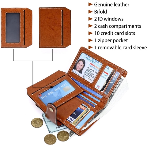 Seammer RFID Korumal Kadn Deri Czdan(Kahverengi)