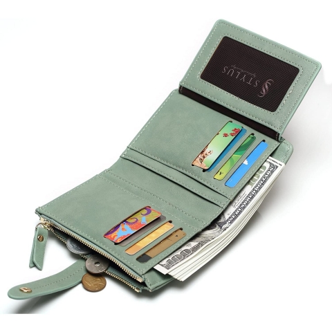 Fanaztee RFID Korumal� Kad�n Deri C�zdan(Ye�il)