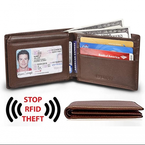 MUITON RFID Korumal Erkek Deri Czdan (Ak Kahverengi)